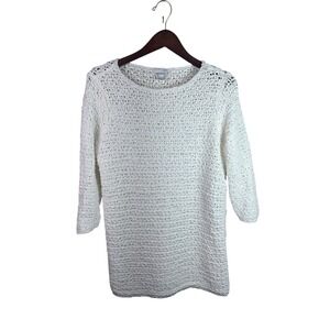J Jill Knit Open Knit Crochet Tunic Top‎ Size Medium EUC 100% Cotton Medium
